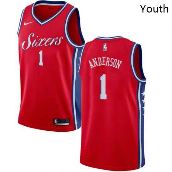 Youth Nike Philadelphia 76ers 1 Justin Anderson Swingman Red Alternate NBA Jersey Statement Edition